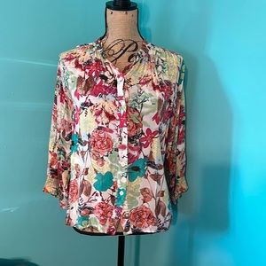 #26 Alice + Olivia Silky Floral Button Down Blouse